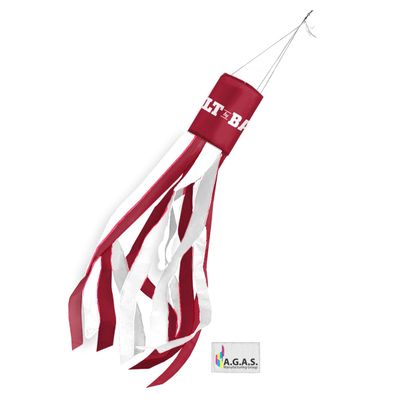 AGAS Small Alabama University Built by Bama Windsock - 30"x 5.5" inch| Durable Polyester | Team-Coloured Alternate 6 Stripes | Easy Hanging Clip