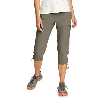 Eddie Bauer Women's Fixed Waist Active Performance Rainier Capri Pants, Sprig, 4