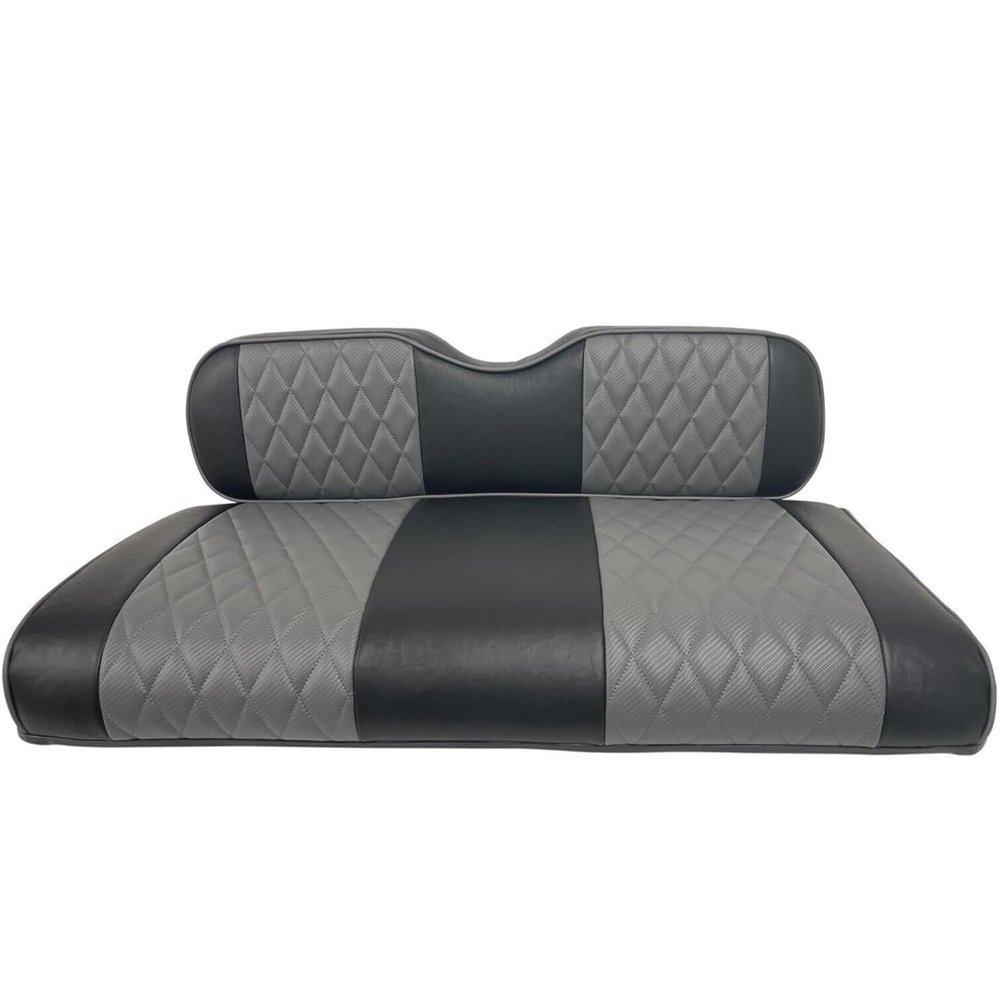 Huskey Parts Company 4PCS Charcoal Gray Golf Cart Front Rear Seat Cover Diamond Stitching for EZGO RXV 2008-UP, Marine Grade Vinyl, Custom Fit, Staple On