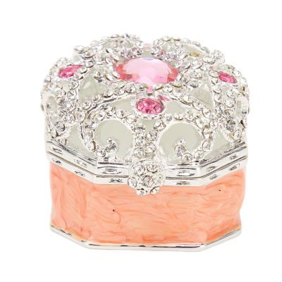 Innovative Metal Electroplating Enamel Jewelry Box with Rhinestones, Small Trinket Box for Ring Earring Jewelry
