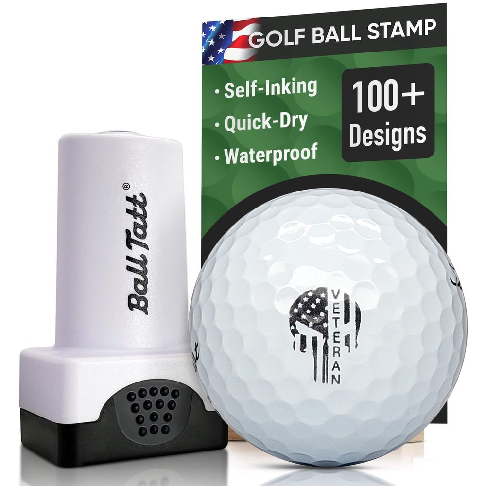 Ball Tatt - Veteran Punisher Golf Ball Stamp, Golf Ball Stamper, Self-Inking Golf Ball Stamp Markers, Reusable Golf Ball Marking Tool to Identify Golf Balls, Golfer Gift Golfing Accessories
