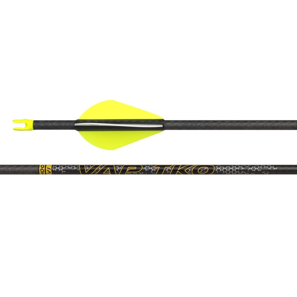 Victory Archery VAP TKO 0.166" Micro Diameter Hunting Arrow (Spine: 400, 6 Pack Fletched, Straightness  0.001 - Elite - Yellow)
