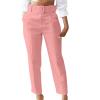 Uillui Dress Suit Pants for Women Business Casual Straight Leg Trouser Dressy High Waist Office Work Pant Slacks with Belted Pink view 1