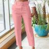 Uillui Dress Suit Pants for Women Business Casual Straight Leg Trouser Dressy High Waist Office Work Pant Slacks with Belted Pink view 2