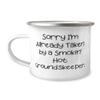 Unique Idea Groundskeeper Gifts, Sorry I'm Already Taken by a', Perfect Birthday 12oz Camper Mug For Coworkers, From Coworkers, Cheap groundskeeper gifts under, Inexpensive groundskeeper gifts, view 1