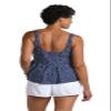 Maxine of Hollywood Women's Over The Shoulder Empire Tankini Swimsuit Top, Indigo//Seaside Dot, 16 view 2