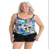 Maxine of Hollywood Women's V-Neck Flutter Tankini Swimsuit Top, Multi//Sunset Isle, 16 view 1