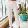 Uillui Dress Suit Pants for Women Business Casual Straight Leg Trouser Dressy High Waist Office Work Pant Slacks with Belted Beige view 2