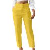 Uillui Dress Suit Pants for Women Business Casual Straight Leg Trouser Dressy High Waist Office Work Pant Slacks with Belted Yellow view 1