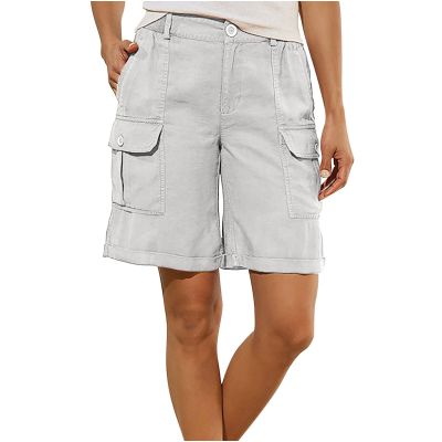 Uillui Cargo Shorts for Women High Waist Straight Leg Bootcut Shorts Multi-Pocket Tactical Cargo Shorts Outdoor Hiking Short
