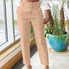 Uillui Dress Suit Pants for Women Business Casual Straight Leg Trouser Dressy High Waist Office Work Pant Slacks with Belted Khaki view 2