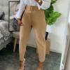 Uillui Dress Suit Pants for Women Business Casual Straight Leg Trouser Dressy High Waist Office Work Pant Slacks with Belted Khaki view 4