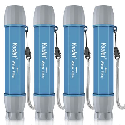 Yuclet 4 Pack Water Filter Straw, Portable Personal Water Filtration System, Water Purifier Survival, Emergency Preparedness for Camping Hiking Drinking Travel Hunting and Family Outing