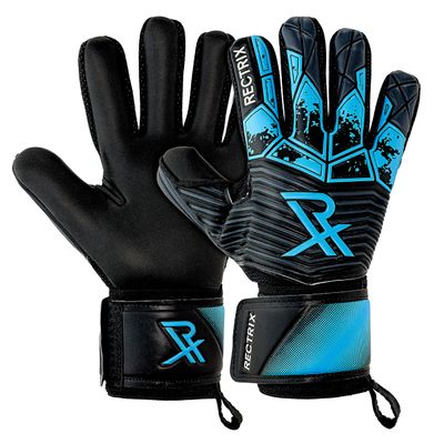 Rectrix Bold Goalkeeper Gloves - Fingersave Protection - German Latex - Negative Cut - Youth & Adult Sizes - for Soccer (Blue, 9)