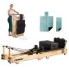 Foldable Wooden Pilates Reformer (Oak Frame) - with Jump Board, Sitting Box & Adjustable Springs | Professional Grade for Home/Studio, Low-Impact Workout, 600 lbs Capacity view 1