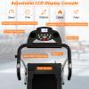 Goplus Foldable Treadmills for Home, Freestanding Folding Treadmill with 12 Preset Programs, Adjustable LCD Display, Pulse Sensors, Portable Compact Treadmill for Walking and Jogging (Black) view 2