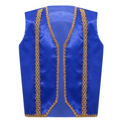 YONGHS Boys Medieval Steampunk Vest Arabian Prince Pretend Dressy Waistcoat for Fancy Party Halloween Royal Blue 16 Years