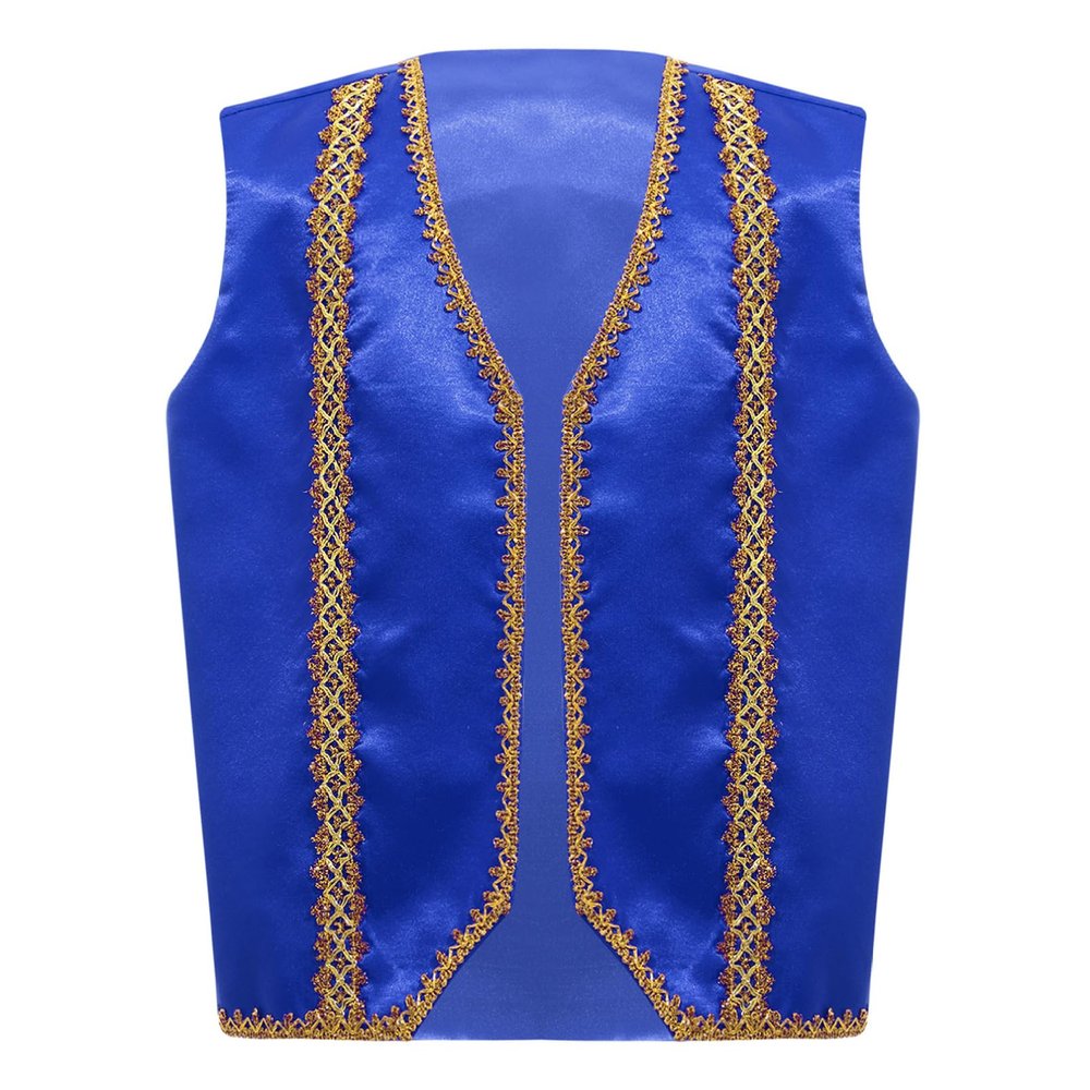 YONGHS Boys Medieval Steampunk Vest Arabian Prince Pretend Dressy Waistcoat for Fancy Party Halloween Royal Blue 16 Years