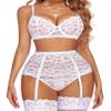 Avidlove Womens Sexy Lingerie Set High Wiast Lingerie 3 Piece Lingerie for Women Pure (White,XL)