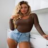 Ekouaer 2 Pack Long Sleeve Shirts for Womens Scoop Neck Tops Slim Fit Undershirts Basic Thermal Tee Shirt Beige/Coffee S view 2