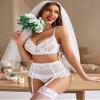 Avidlove Womens Sexy Lingerie Set High Wiast Lingerie 3 Piece Lingerie for Women Pure (White,M) view 2