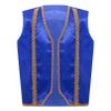 renvena Boys Arabian Prince Vest Kids Halloween Open Front Golden Dressy Waistcoat Party Outfits Royal Blue 16 Years view 1