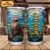 Hyturtle Personalized Gifts For Otter Lover - Otter Printed With Floral Custom Name Stainless Steel Tumbler 20oz With Lid - Idea Sea Animal Lover Gifts For Women Girl Kids On Birthday Christmas view 2