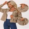 Allegra K Waffle Shirt Jacket for Women's Casual Drop Shoulder Lightweight Shacket Button Down Shirt X-Large Khaki view 2