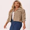 Allegra K Waffle Shirt Jacket for Women's Casual Drop Shoulder Lightweight Shacket Button Down Shirt X-Large Khaki view 4