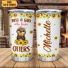 Hyturtle Personalized Gifts For Otter Lover - Just A Girl Who Loves Otters Custom Name Stainless Steel Tumbler 20oz With Lid - Idea Sea Animal Lover Gifts For Women Girl Kids On Birthday Christmas view 2