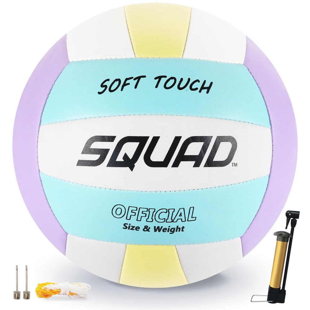 SQUAD Premium Volleyball Size 5 Soft Composite Leather Volleyball Ball for Outdoor Indoor Training, for Youths, and Womens, Ideal for Beach, Backyard & Park Play