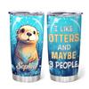 Hyturtle Personalized Gifts For Otter Lover - I Like Otters And Maybe 3 People Custom Name Stainless Steel Tumbler 20oz With Lid - Idea Sea Animal Lover Gifts For Women Girl On Birthday Christmas view 1