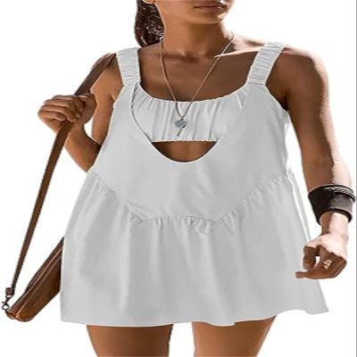 Womens Tennis Dress with Built in Bra and Shorts Casual Summer Dresses Athletic Dress Workout Outfits,Lounge Slip Dress (as1, Alpha, xx_l, Regular, Regular, White)