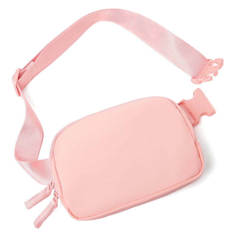 Belt Bag for Women Two-Way Zipper Cross Body Fanny Pack Fashion Waist Packs Everywhere Belt Bag with Adjustable Strap Gifts for Teen Girls Women Men (Light Pink)
