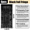 6 Pack Black Foil Fringe Curtain Backdrop, 3.28Ft x 6.6Ft Metallic Tinsel Foil Fringe Streamer Curtains for Photo Booth, Christmas Day, Thanksgiving, Wedding, New Year Party Decorations view 2