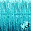 6 Pack Lake Blue Foil Fringe Curtain Backdrop, 3.28Ft x 6.6Ft Metallic Tinsel Foil Fringe Streamer Curtains for Photo Booth, Christmas Day, Thanksgiving, Wedding, New Year Party Decorations view 1