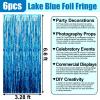 6 Pack Lake Blue Foil Fringe Curtain Backdrop, 3.28Ft x 6.6Ft Metallic Tinsel Foil Fringe Streamer Curtains for Photo Booth, Christmas Day, Thanksgiving, Wedding, New Year Party Decorations view 3