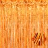 Ferwzsr 6 Pack Orange Foil Fringe Curtain Backdrop, 3.28Ft x 6.6Ft Metallic Tinsel Foil Fringe Streamer Curtains for Photo Booth, Christmas Day, Thanksgiving, Wedding, New Year Party Decorations view 1