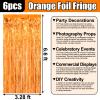 Ferwzsr 6 Pack Orange Foil Fringe Curtain Backdrop, 3.28Ft x 6.6Ft Metallic Tinsel Foil Fringe Streamer Curtains for Photo Booth, Christmas Day, Thanksgiving, Wedding, New Year Party Decorations view 2