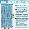 6 Pack Light Blue Foil Fringe Curtain Backdrop, 3.28Ft x 6.6Ft Metallic Tinsel Foil Fringe Streamer Curtains for Photo Booth, Christmas Day, Thanksgiving, Wedding, New Year Party Decorations view 2