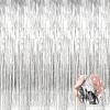6 Pack Silver Foil Fringe Curtain Backdrop, 3.28Ft x 6.6Ft Metallic Tinsel Foil Fringe Streamer Curtains for Photo Booth, Christmas Day, Thanksgiving, Wedding, New Year Party Decorations view 1