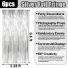 6 Pack Silver Foil Fringe Curtain Backdrop, 3.28Ft x 6.6Ft Metallic Tinsel Foil Fringe Streamer Curtains for Photo Booth, Christmas Day, Thanksgiving, Wedding, New Year Party Decorations view 2