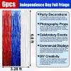 6 Pack White Blue Red Foil Fringe Curtain Backdrop, 3.28Ft x 6.6Ft Metallic Tinsel Foil Fringe Streamer Curtains for Photo Booth, Christmas Day, Thanksgiving, Wedding, New Year Party Decorations view 2