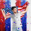 6 Pack White Blue Red Foil Fringe Curtain Backdrop, 3.28Ft x 6.6Ft Metallic Tinsel Foil Fringe Streamer Curtains for Photo Booth, Christmas Day, Thanksgiving, Wedding, New Year Party Decorations view 4