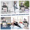 Yoga Mat Storage RackHome Gym Storage Rack Gym Workout Equipment Storage Organizer on Wheels for Yoga Mat,Yoga Block,Foam Roller,Resistance Band,Dumbbell,Kettlebell (White) view 4