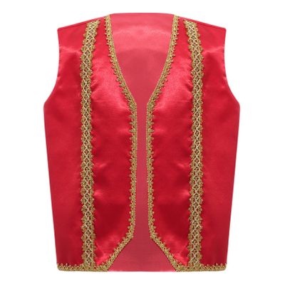 YONGHS Boys Medieval Steampunk Vest Arabian Prince Pretend Dressy Waistcoat for Fancy Party Halloween Burgundy 8 Years