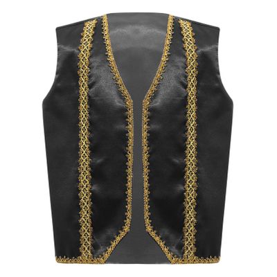 YONGHS Boys Medieval Steampunk Vest Arabian Prince Pretend Dressy Waistcoat for Fancy Party Halloween Black 6 Years