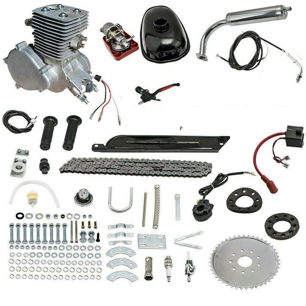YUNLAIGOTOP 100cc Bicycle Engine Kit, 2 Stroke Motorized Bicycle Engine Kit, Air-Cooling Petrol Gas Motor Engine Kit, Bicycle Motor Kit for 26-28" Bikes (Upgraded)