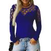 XUETON Sexy Cold Shoulder Tops for Women Casual Long Sleeve Hollow Out Rhinestone Loose Blouses Bandage Studded Cutout Flowy T-Shirts Blouses Plus Size Blue view 1