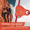 Climbing Rope Grab Ascender Riser Adjuster, Self Locking Stop Descender 813mm Climbing Rope Grab Stopper Rescue Rappel Ring Climbing Gear Rocking Fall Arrest Protection Belay Device(Orange) view 2